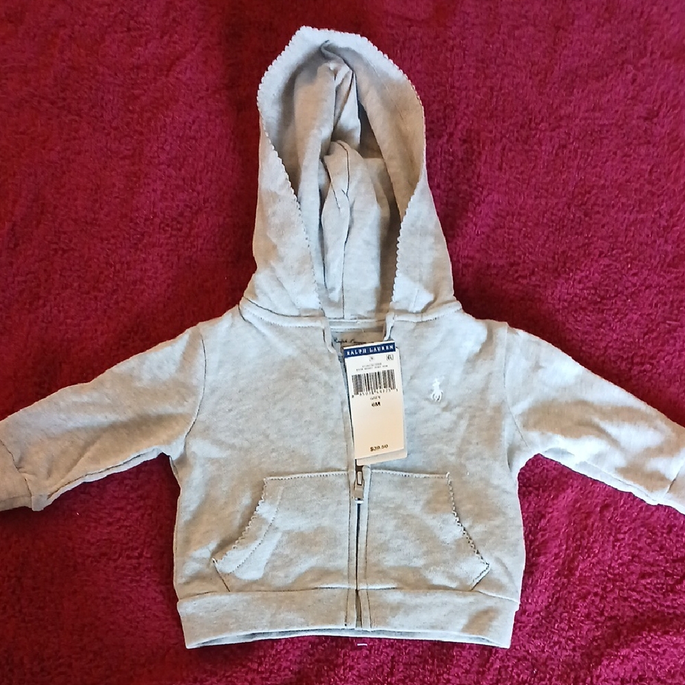 Ralph Lauren Gray Zip-Up Hoodie Sweatshirt